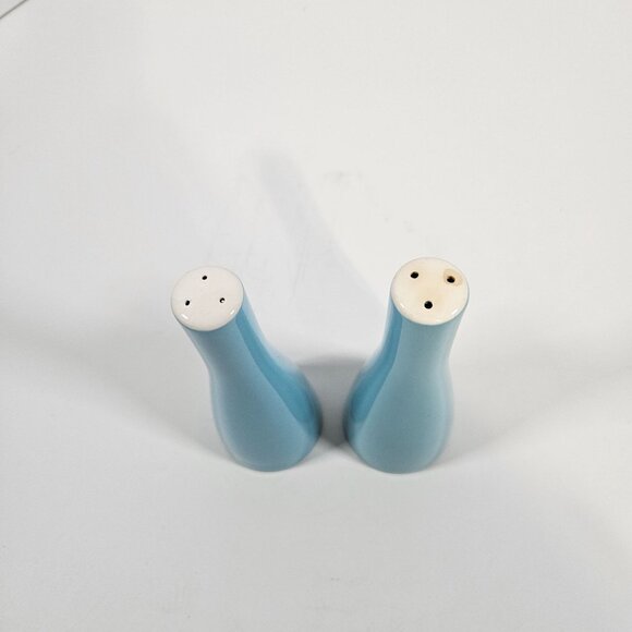 Vintage Mikasa Cera Stone Salt & Pepper Shakers Mid Century Blue Ceramic MCM - Picture 5 of 8